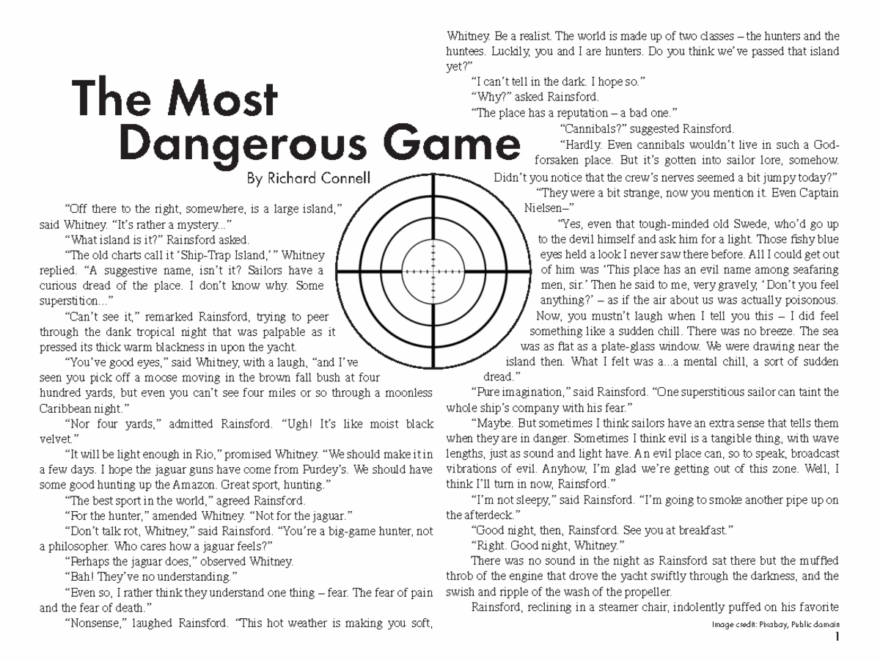 05 The Most Dangerous Game Text Off There To The Right Somewhere Is A Large Island Said Studocu