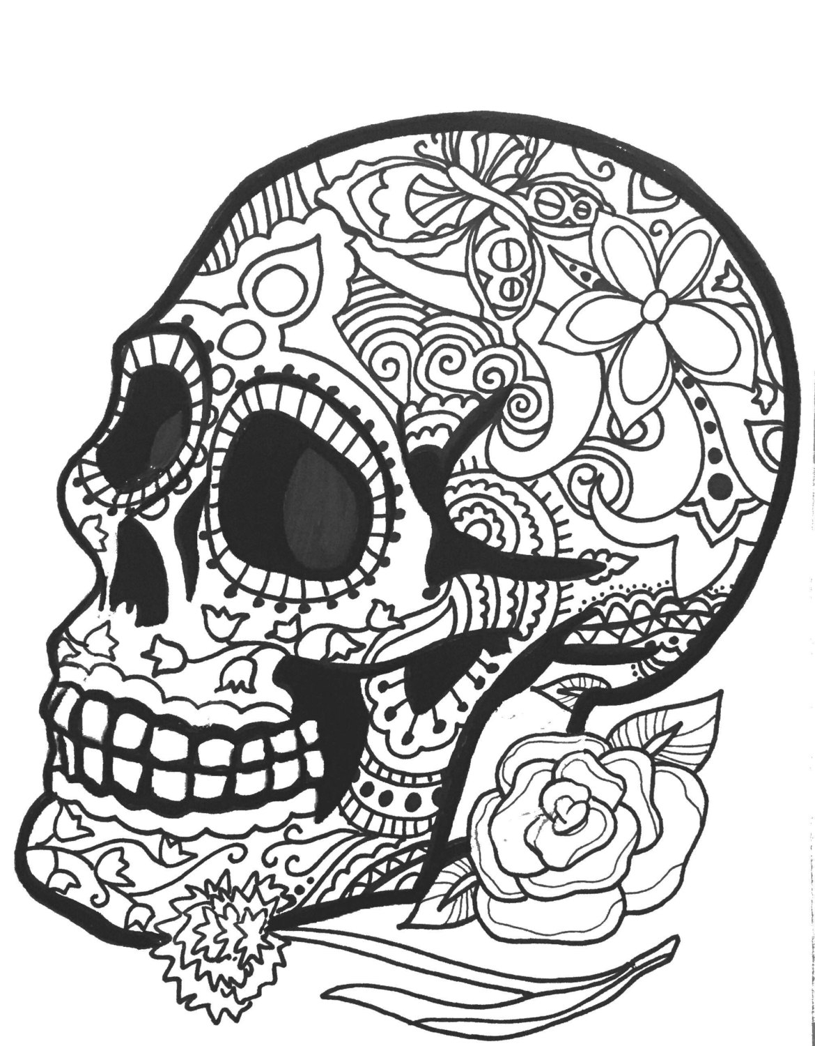 10 MORE Sugar Skull Day Of The Dead Original Art Coloring Book Pages For Adults Dias De Los Muertos Coloring Pages For Adults Printable Etsy