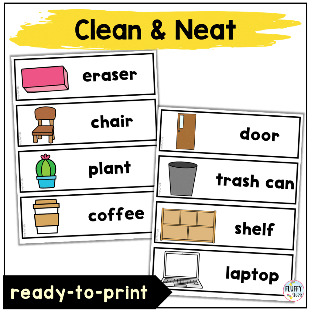100 Fun Classroom Labels With Pictures For Back To School Preschool FluffyTots