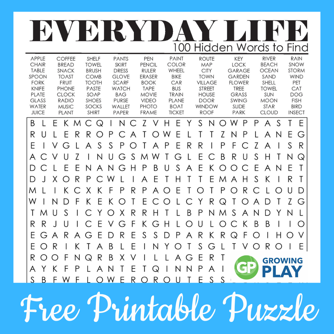 Word Puzzles For Adults Printable
