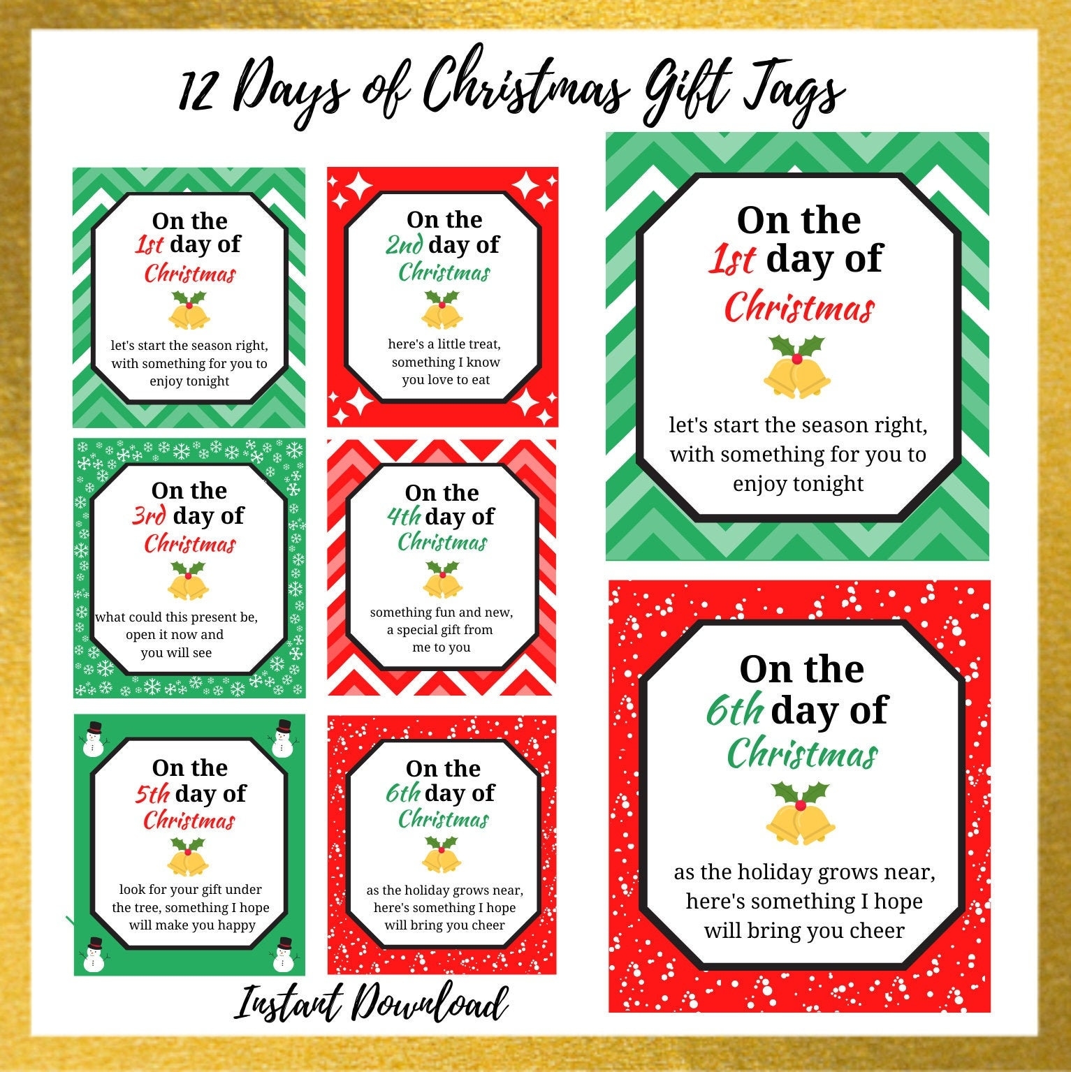 12 Days Of Christmas Gift Tags 12 Days Of Christmas Printable 12 Day Of Christmas Teacher Friend Teacher Spouse Kids Gift Tags Etsy