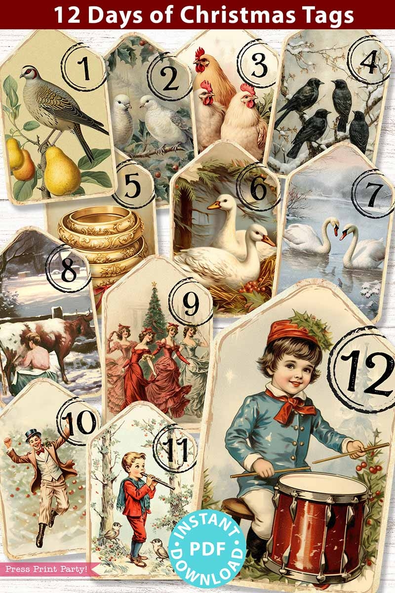 12 Days Of Christmas Tags Printable