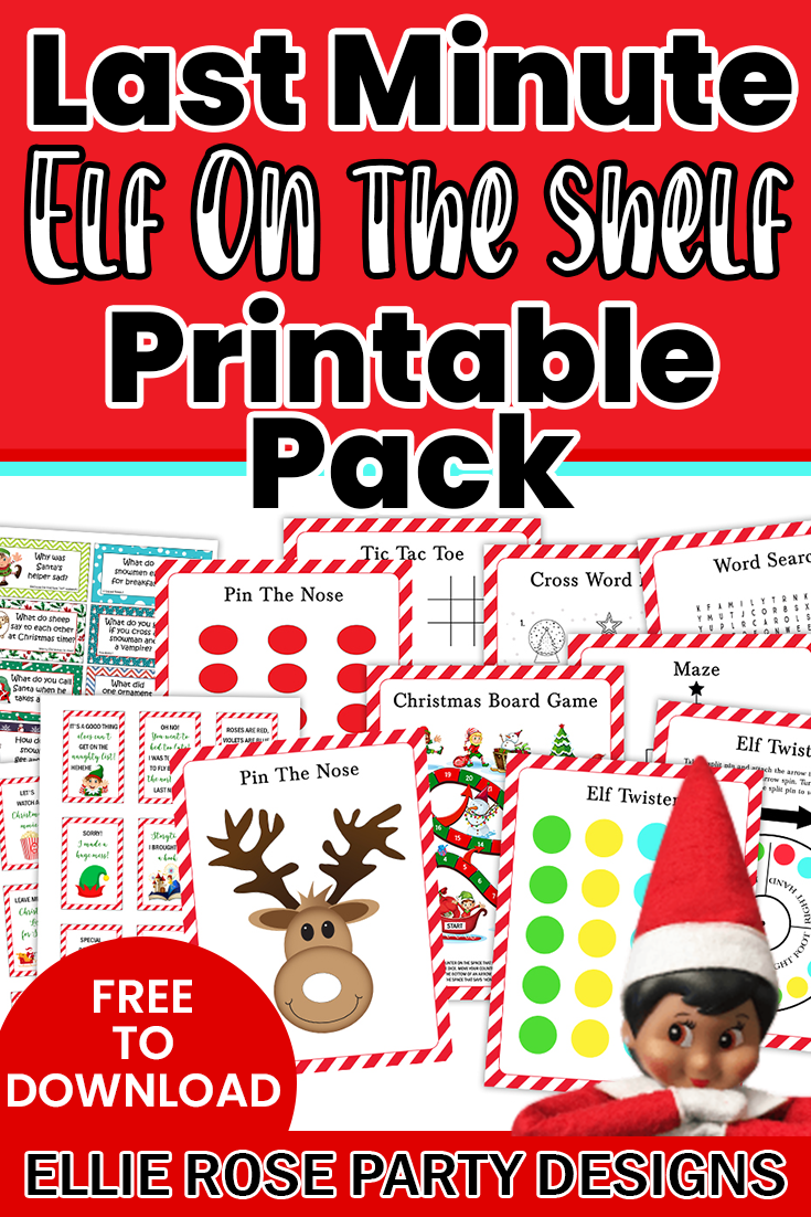 12 Free Last Minute Elf On The Shelf Ideas Printable Pack 