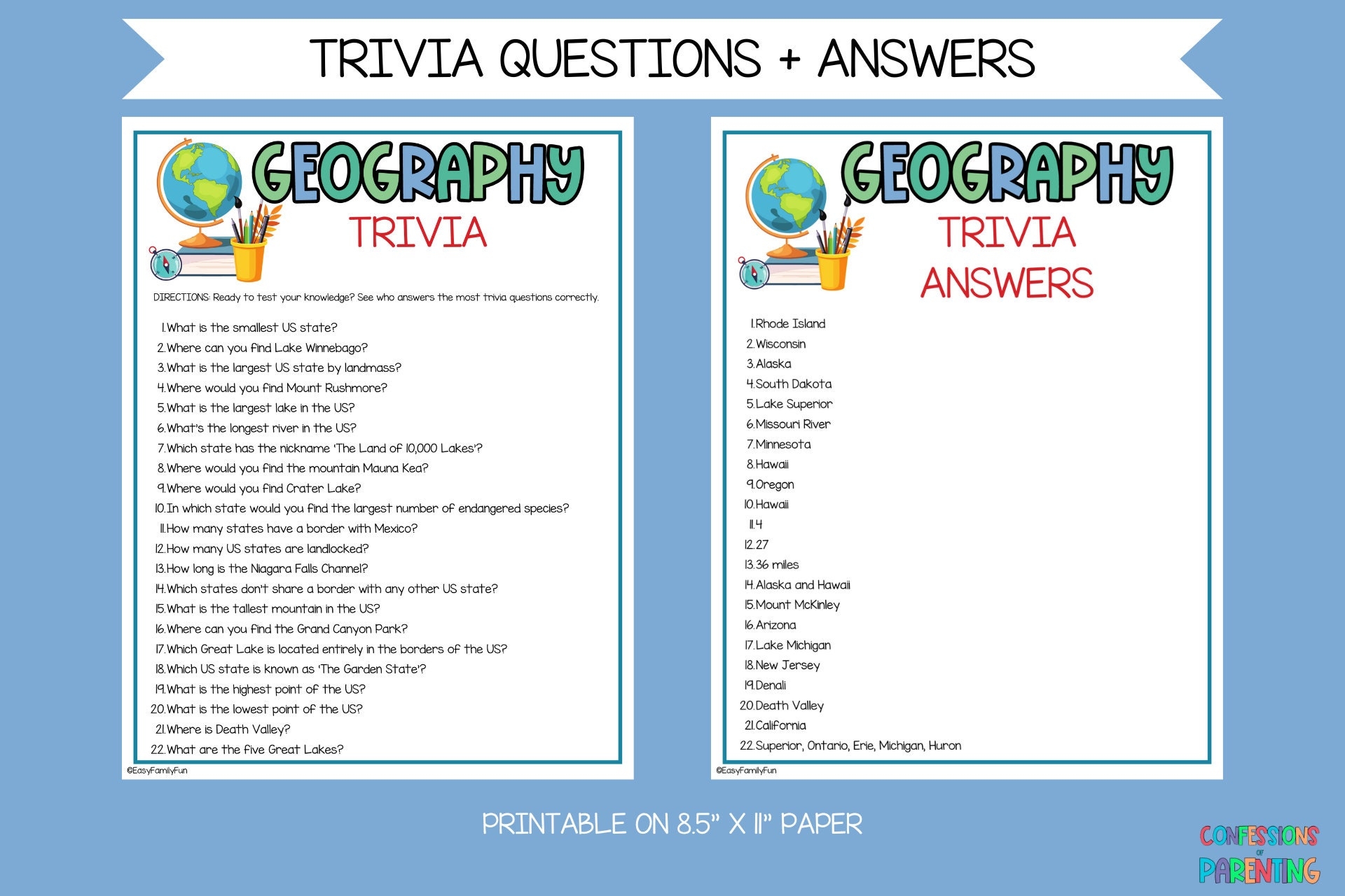 Geography Trivia Questions And Answers Printable