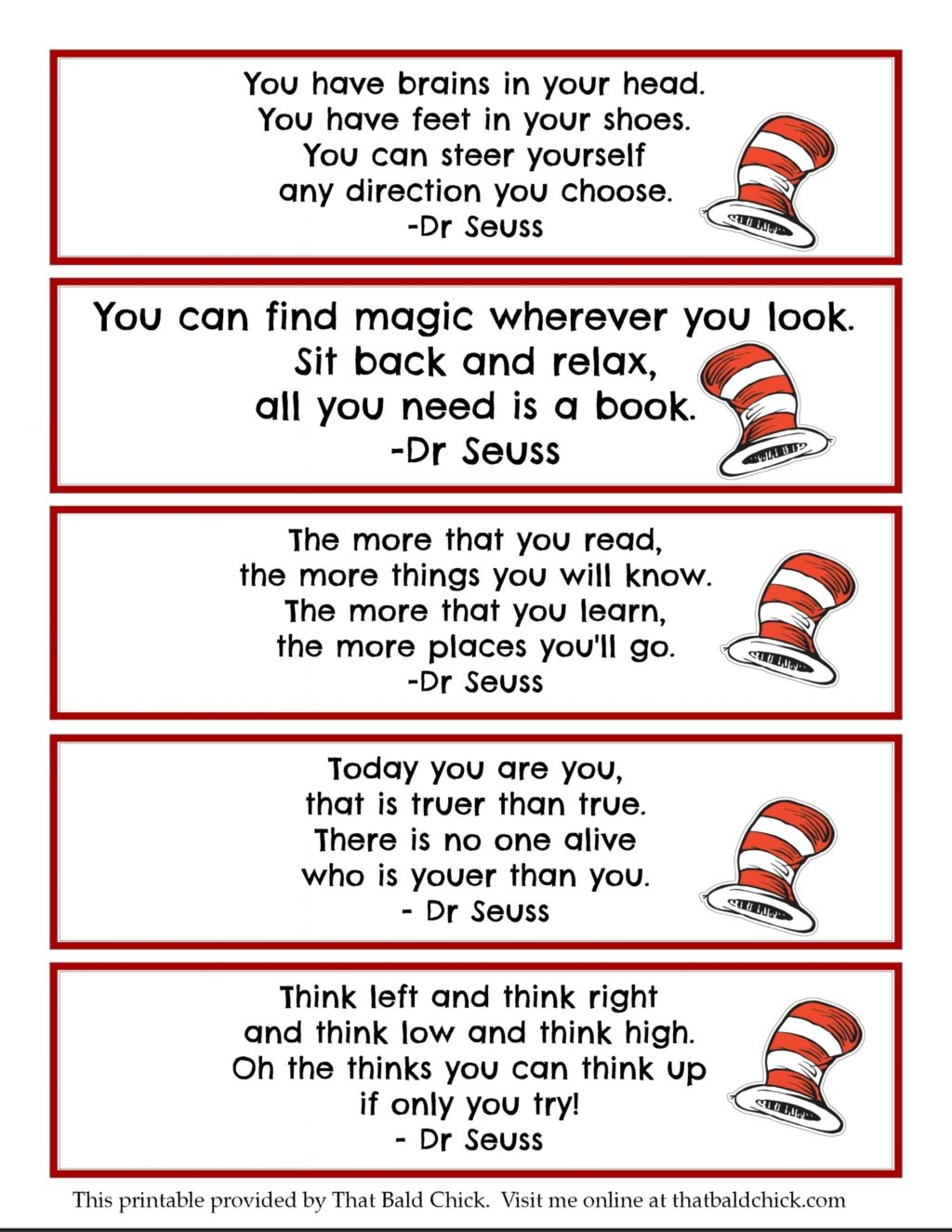 Free Printable Dr. Seuss Quotes