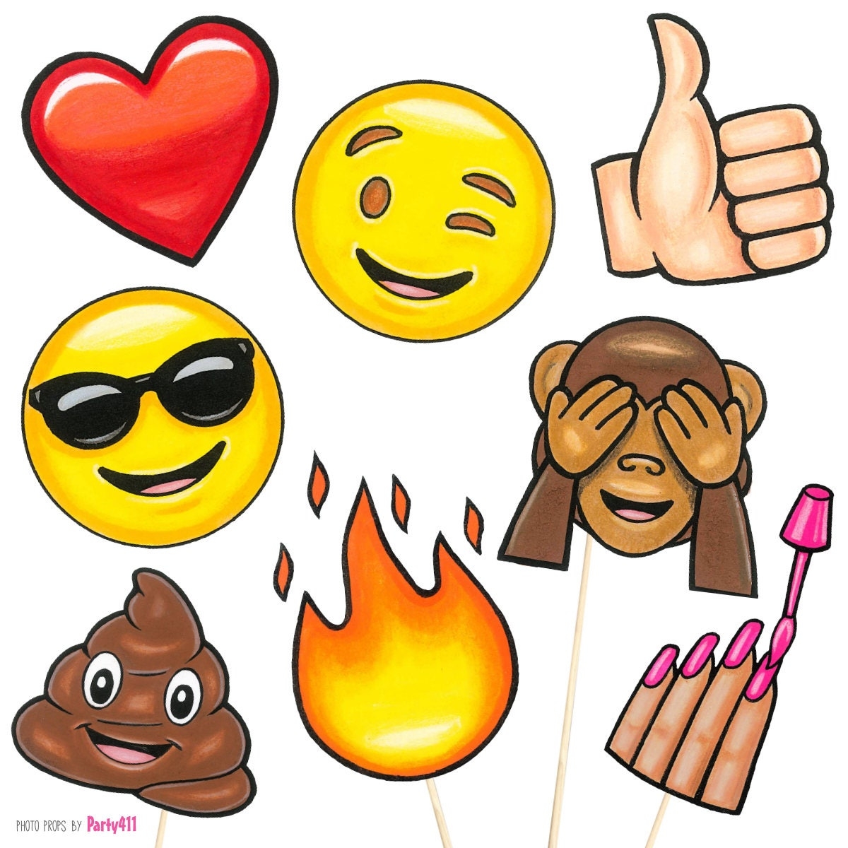 15 Emoji Photo Booth Props Instant Download Free Photo Booth Sign Etsy