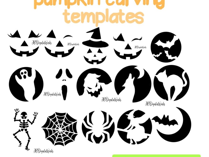 15 HANDRAWN Digital Printable Pumpkin Carving Stencils templates Etsy
