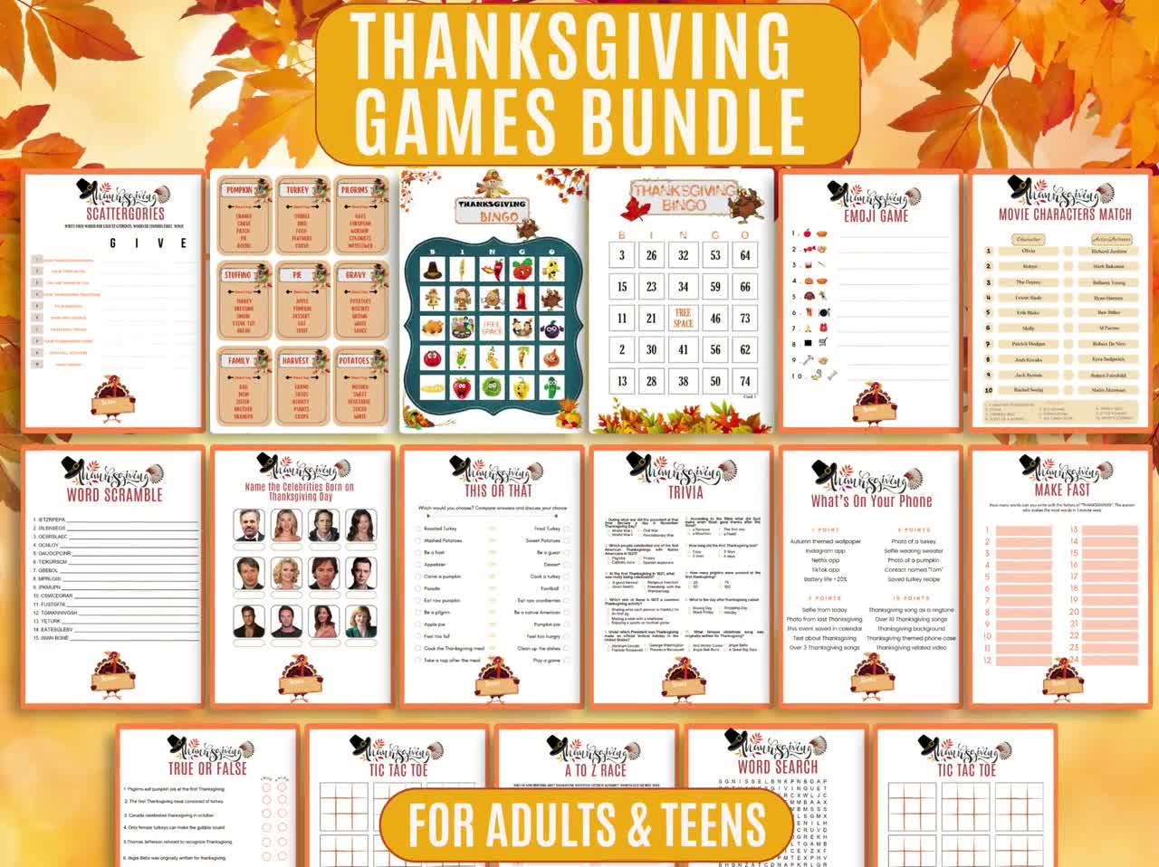 Thanksgiving Printable Games For Adults