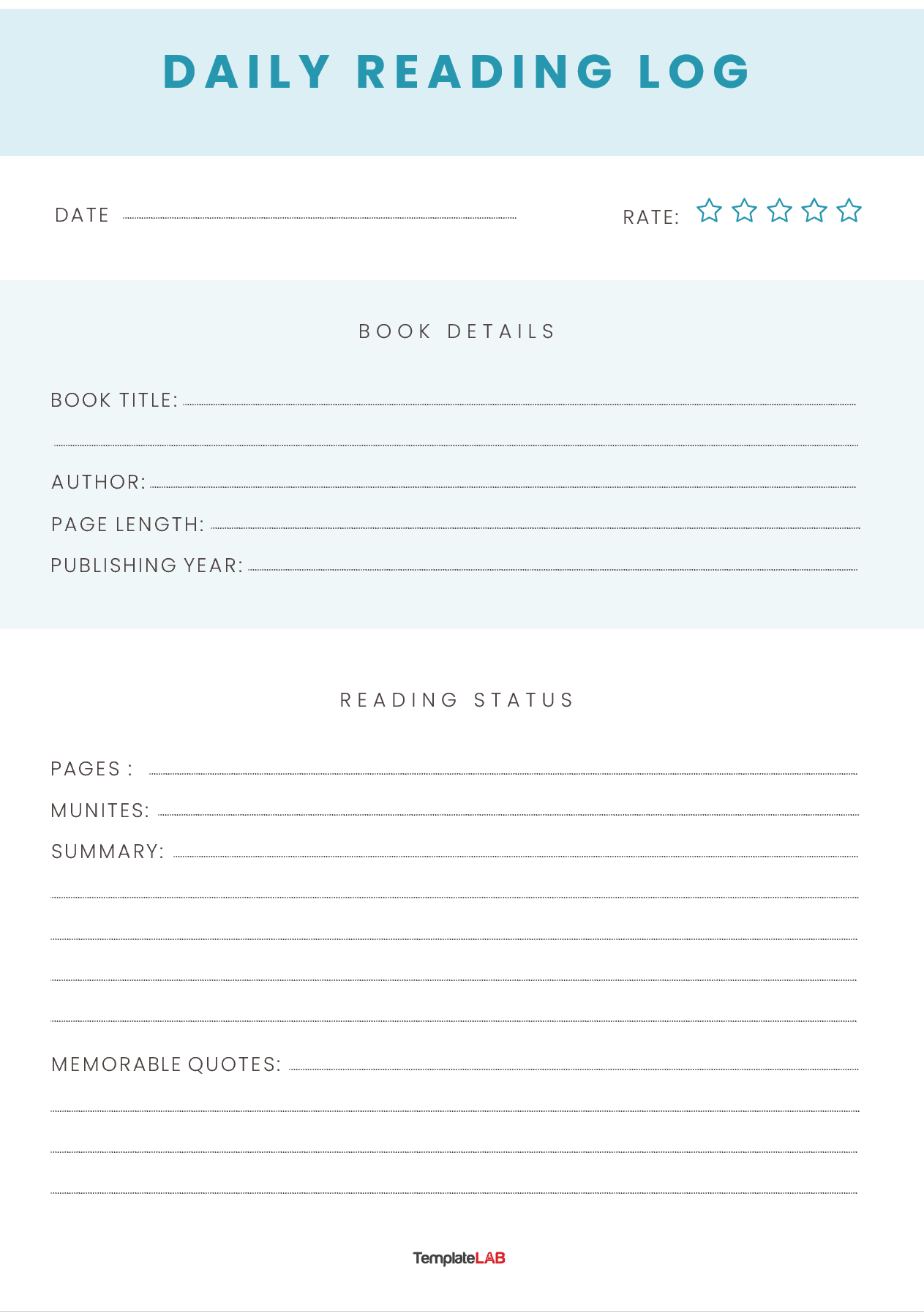 18 Printable Reading Log Templates For Kids Adults Free 