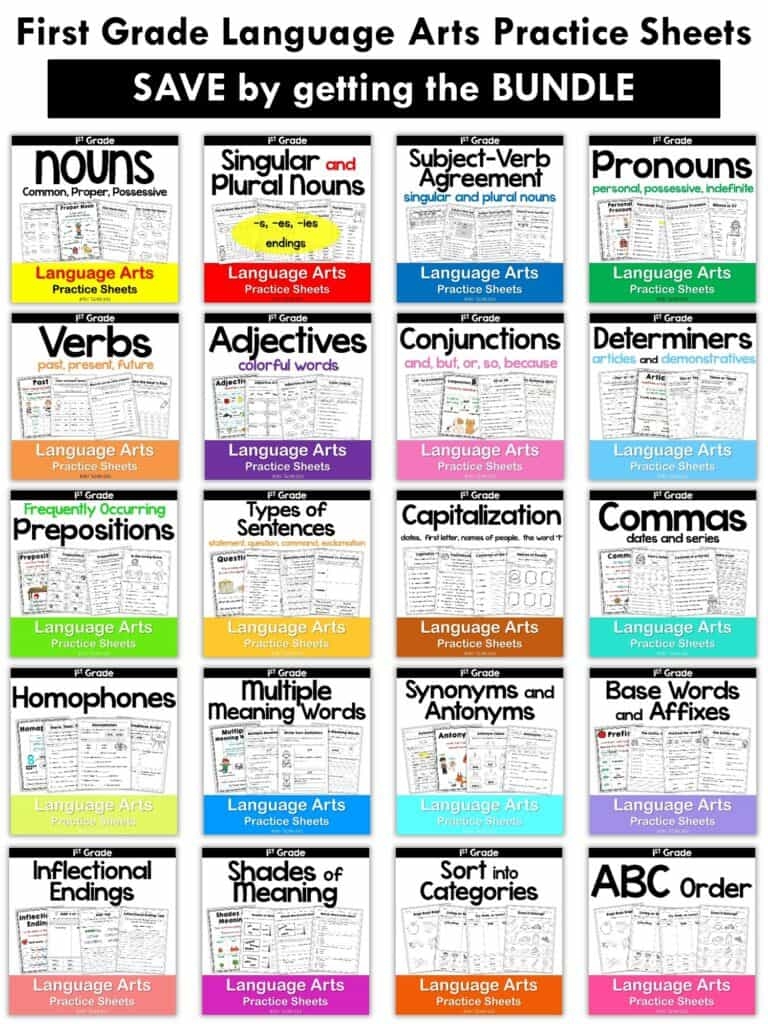 1st Grade Common Core Language Arts Kid Friendly Worksheets