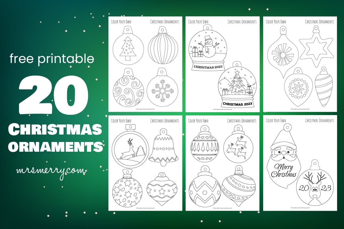 20 Christmas Ornaments Printables To Color Mrs Merry