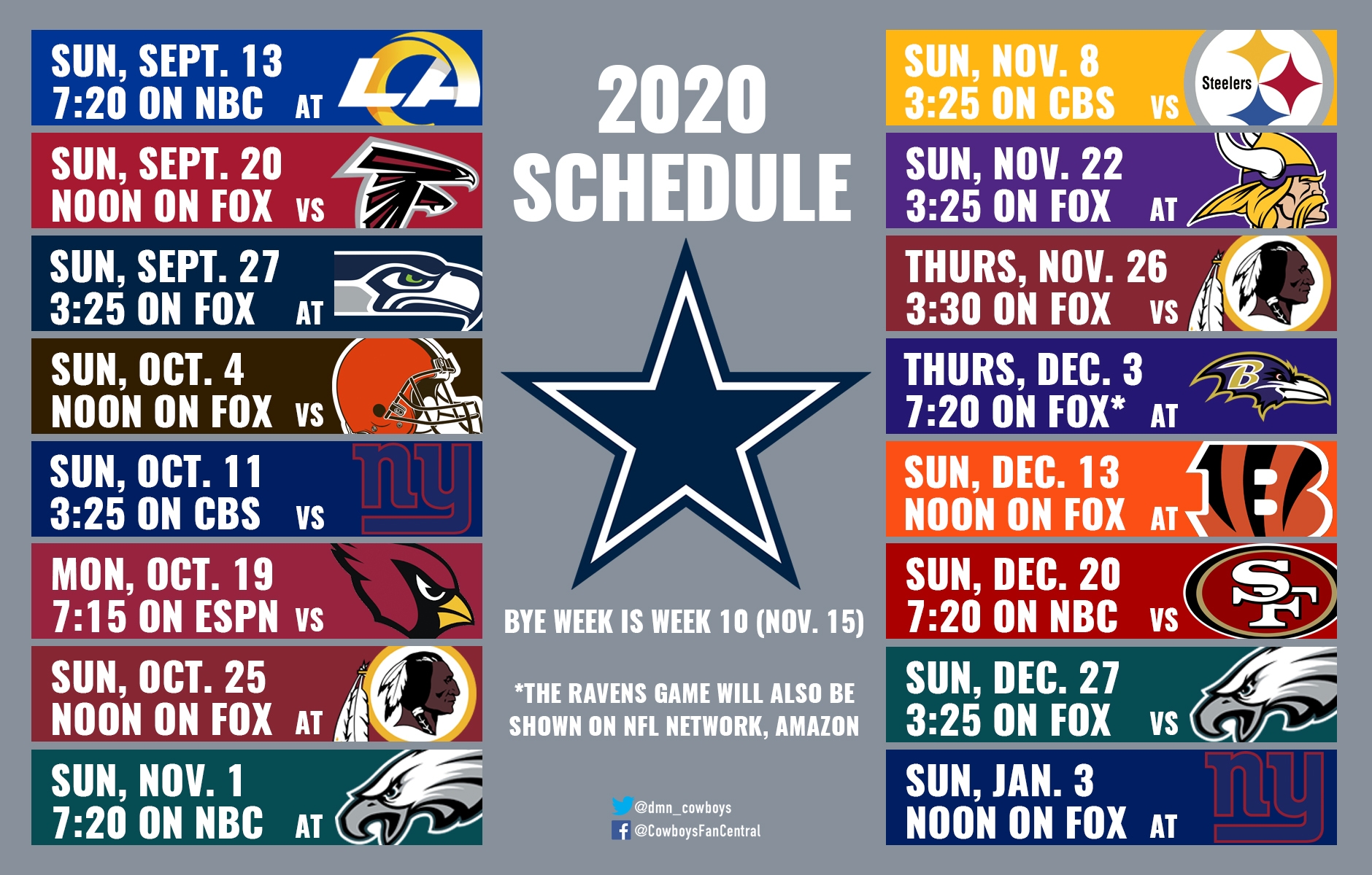 2020 Cowboys Schedule Dates And Times Announced For Dallas Preseason Games