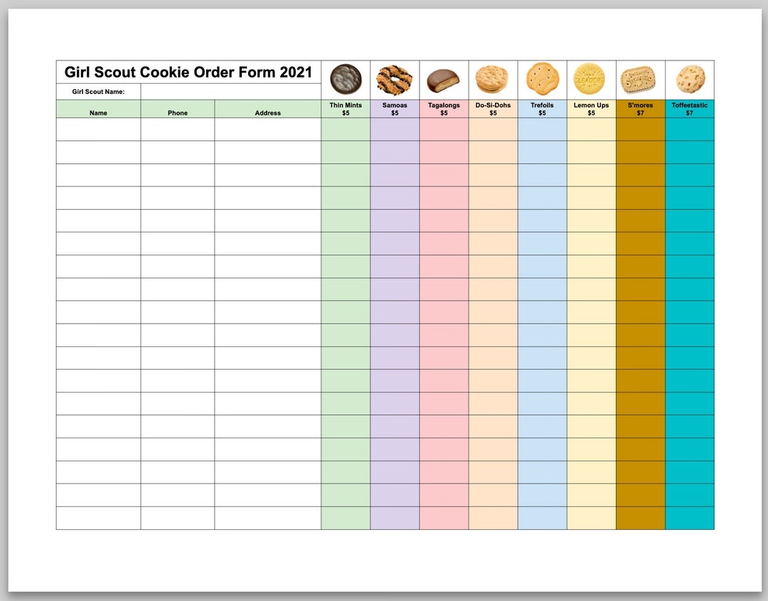 Girl Scout Cookie Order Form Printable 2025