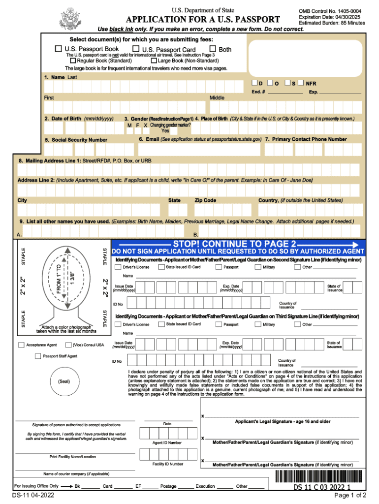 2022 2025 Form DS 11 Fill Online Printable Fillable Blank PdfFiller
