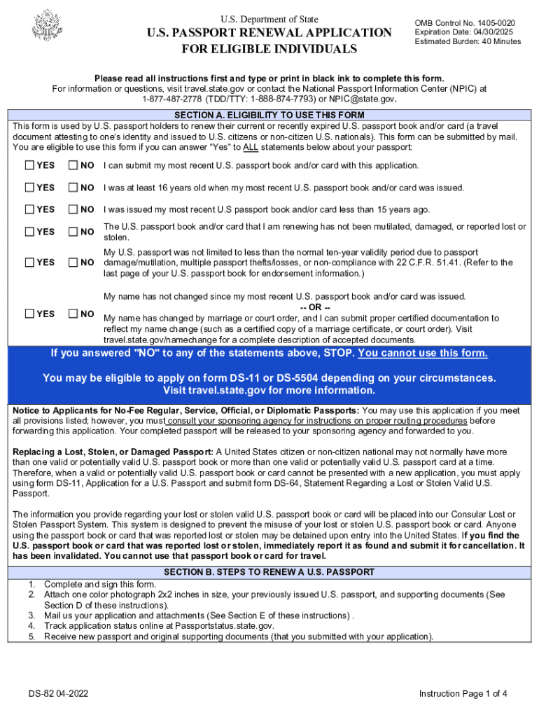 2022 2025 Form DS 82 Fill Online Printable Fillable Blank PdfFiller