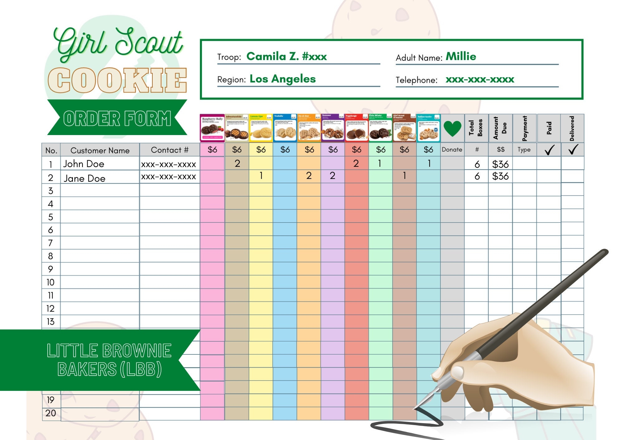 Printable Girl Scout Cookie Order Form 2025