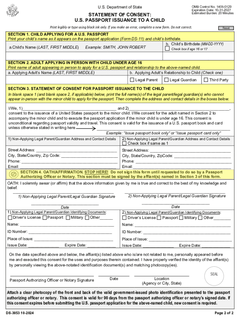 Free Printable Passport Application Form