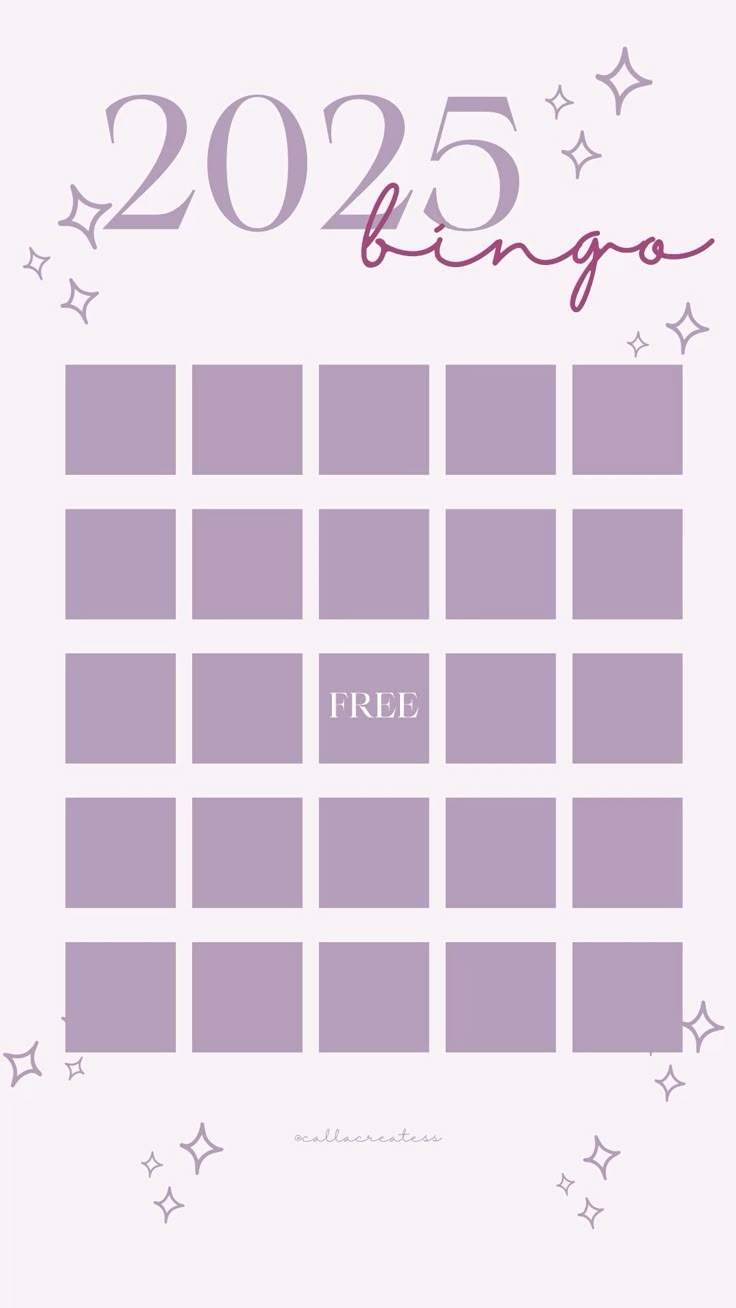 2025 Bingo Card Template