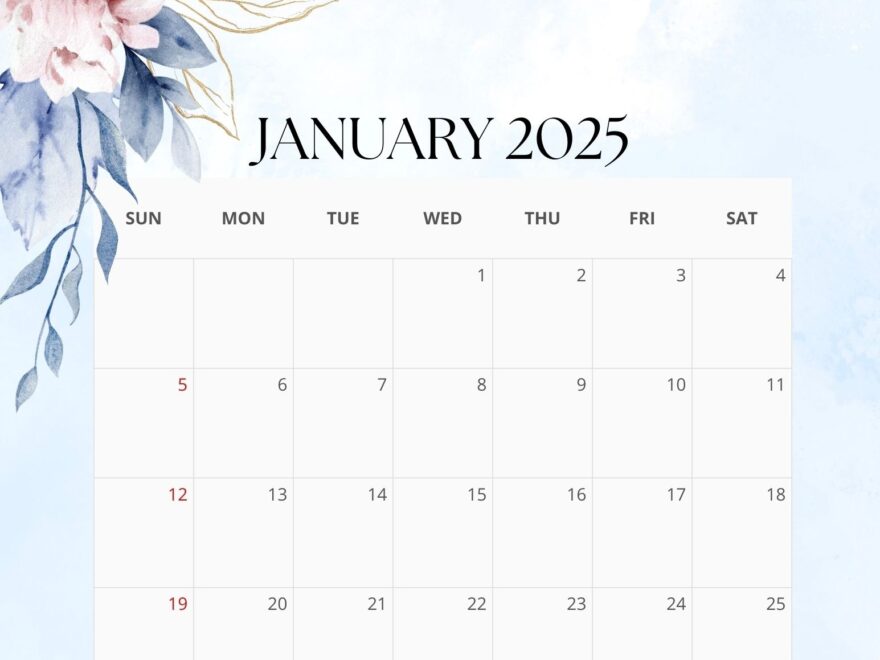 2025 Floral Calendar Free PDF Printable EntheosWeb