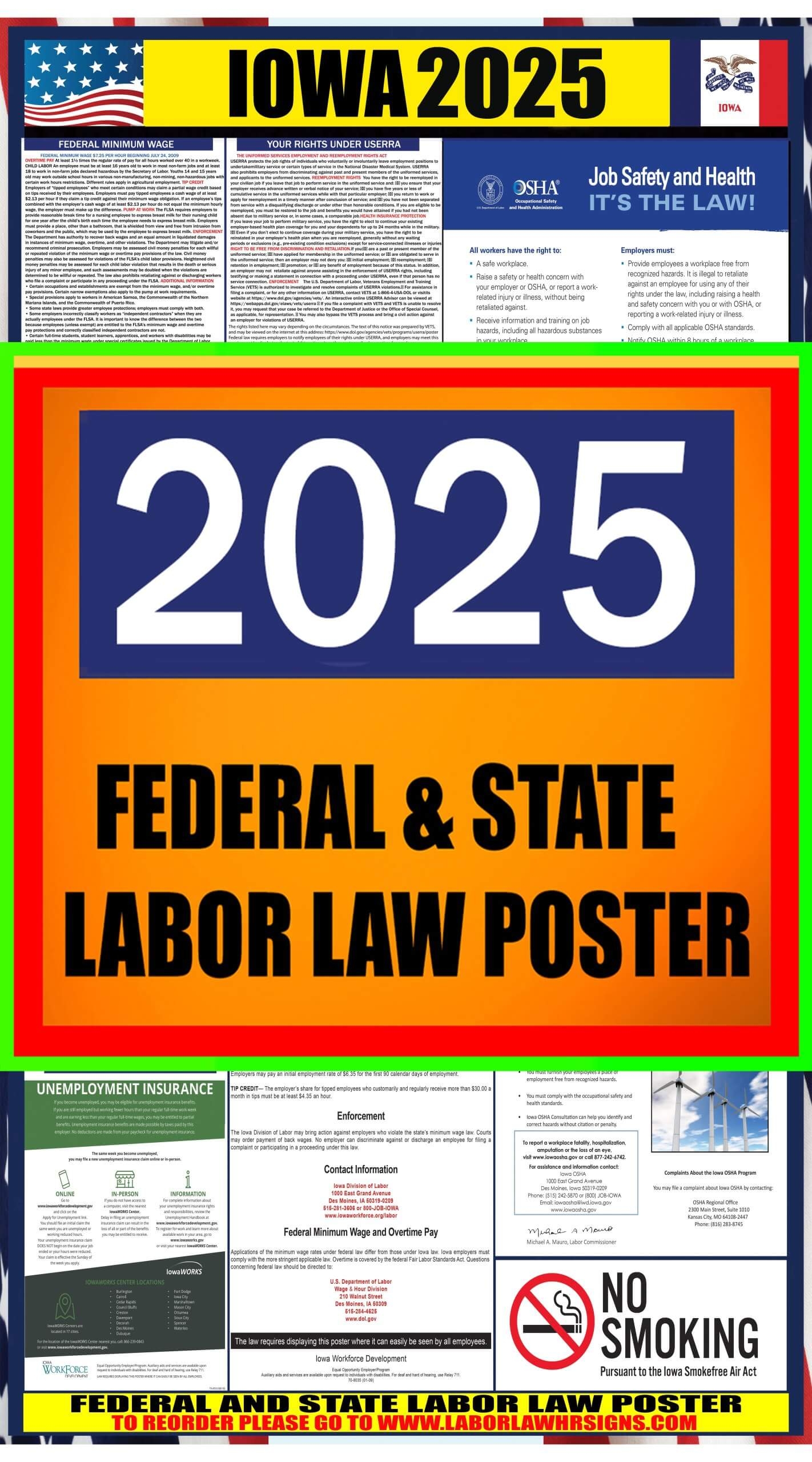 2025 Iowa Labor Law Posters State Federal OSHA
