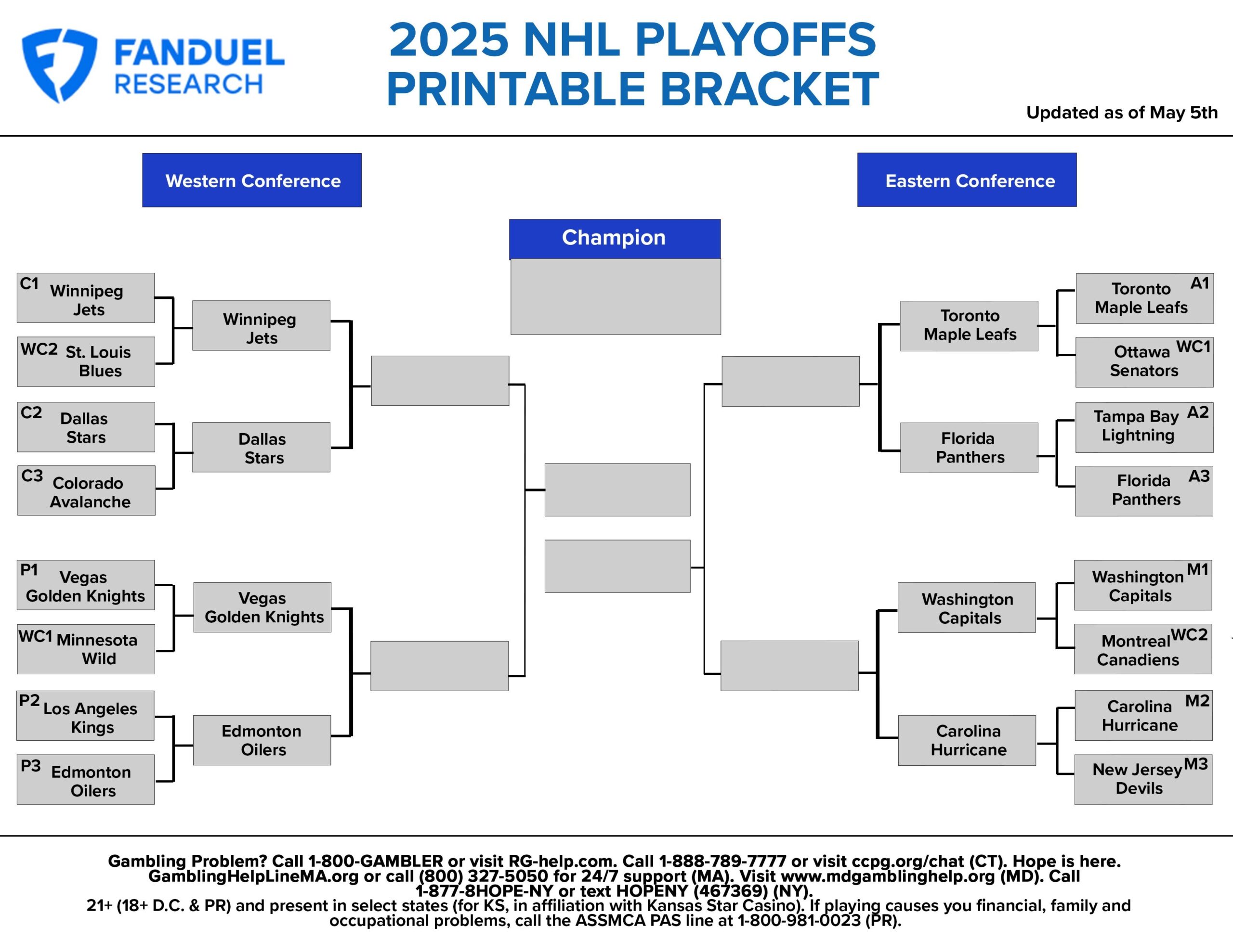 Printable Nhl Playoff Bracket 2025