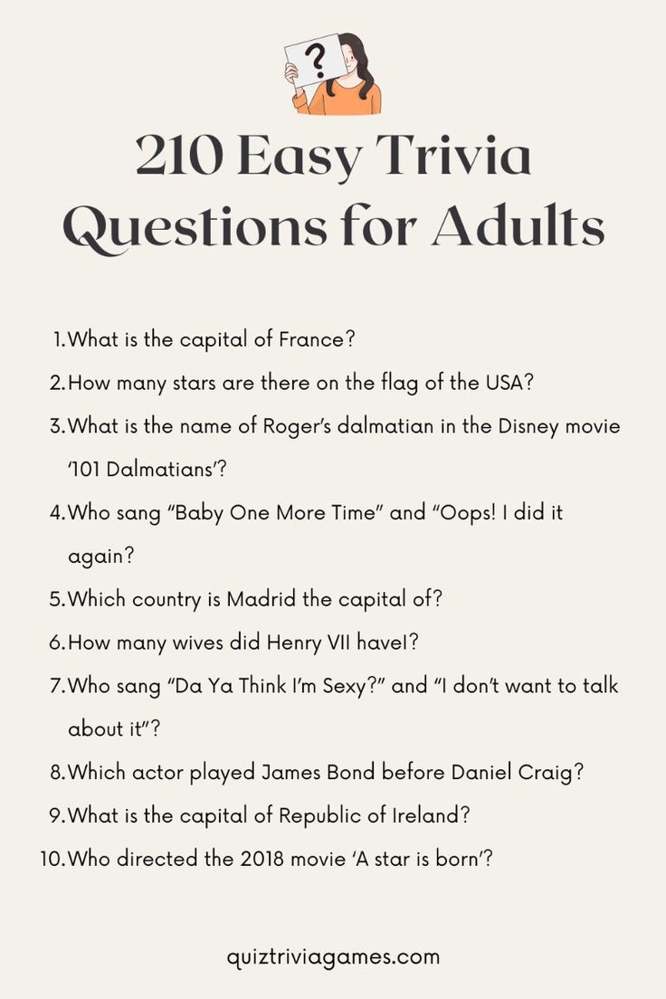 210 Easy Trivia Questions For Adults Answers 