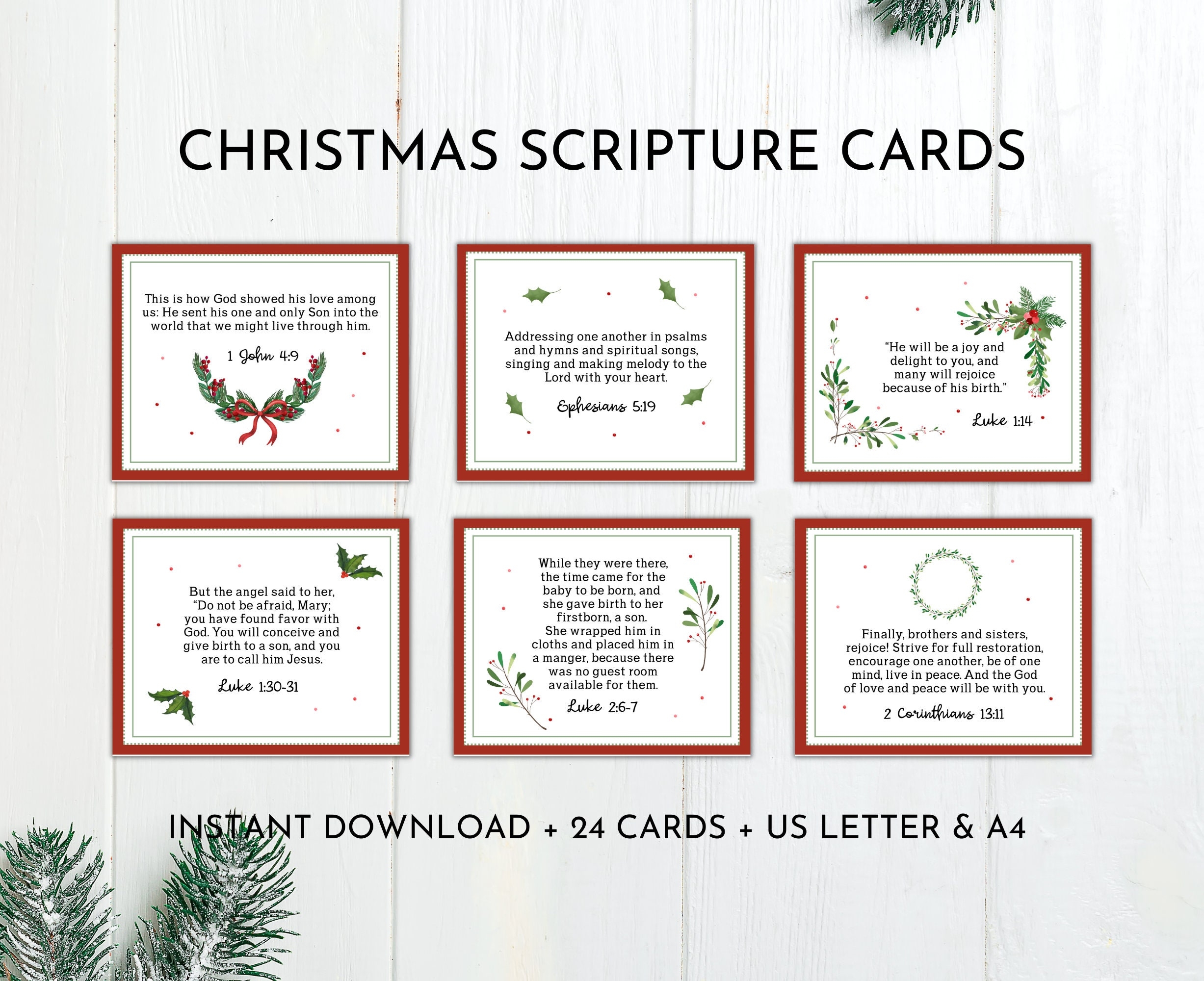 24 Christmas Scripture Cards Printable Christmas Bible Verse For Cards Bible Verse Cards About Jesus Christmas Reading Scriptures Etsy
