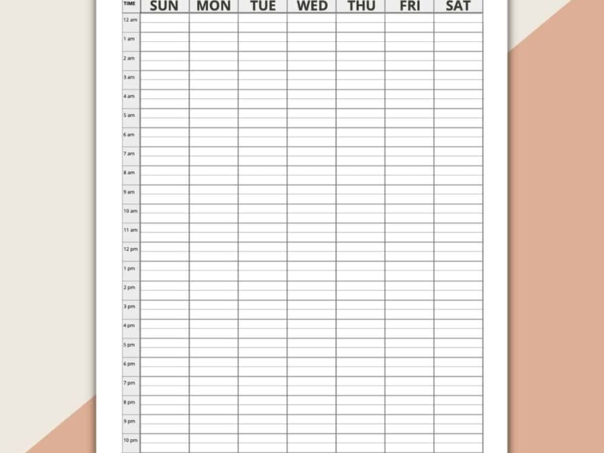 24 Hour Daily Schedule Template 1 Page Layout Printable Love Our Real Life