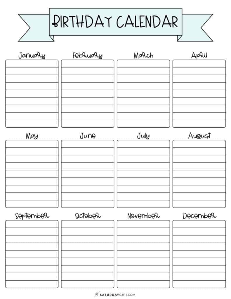 Free Printable Birthday List Template