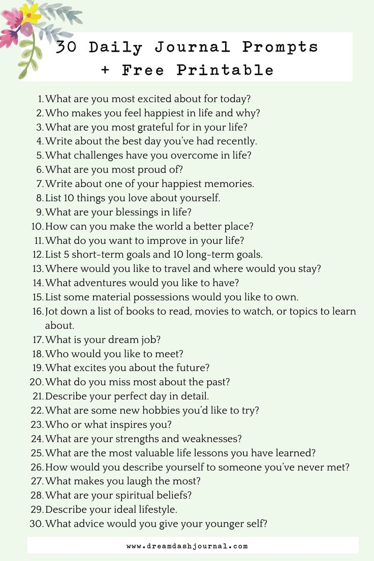 30 Daily Journal Prompts To Start Writing Free PDF Printable 