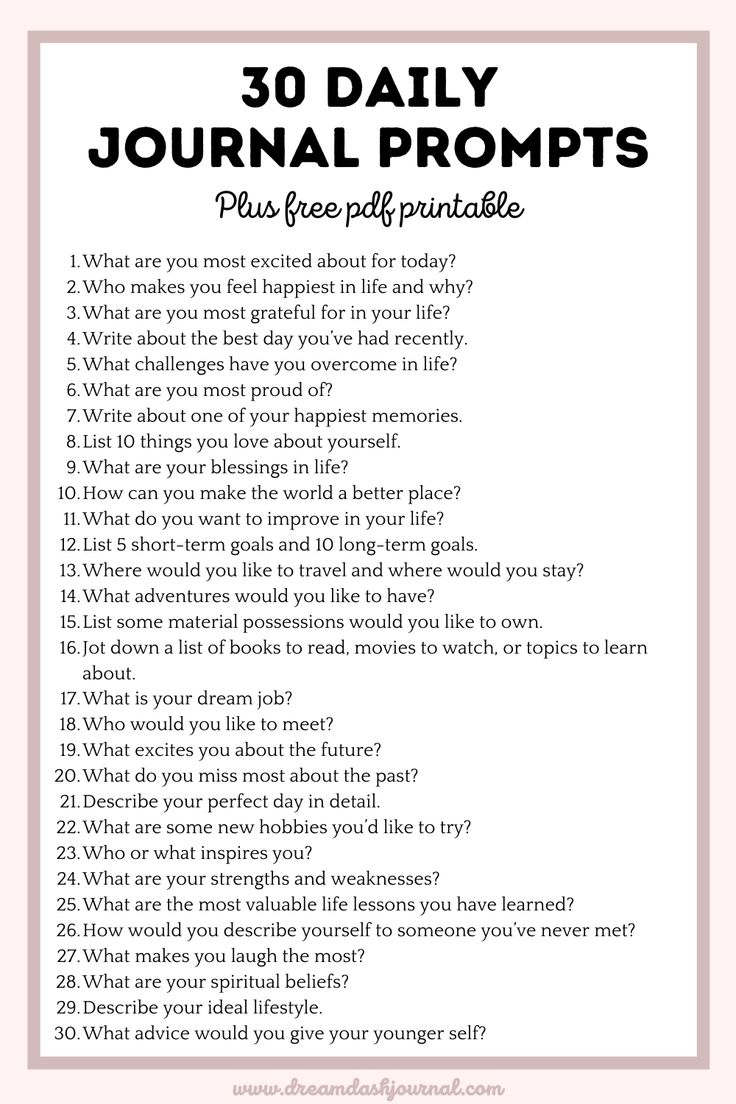 30 Daily Journal Prompts To Start Writing Free PDF Printable Included 