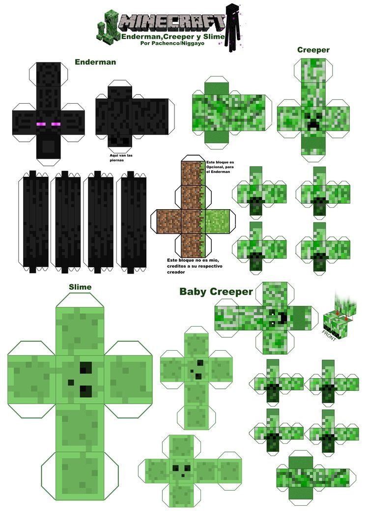 Origami Printable Minecraft Paper Items And Cakes