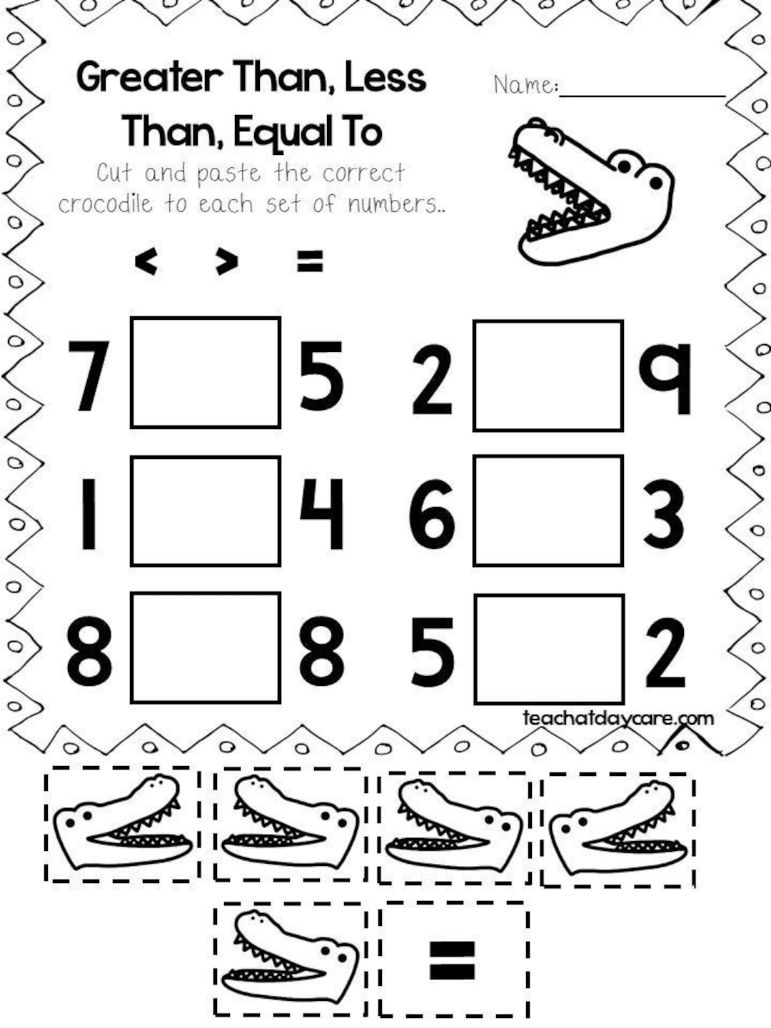 30 Printable Greater Than Less Than Equal To Worksheets Preschool 3rd Grade Math Etsy Singapore Worksheets Library