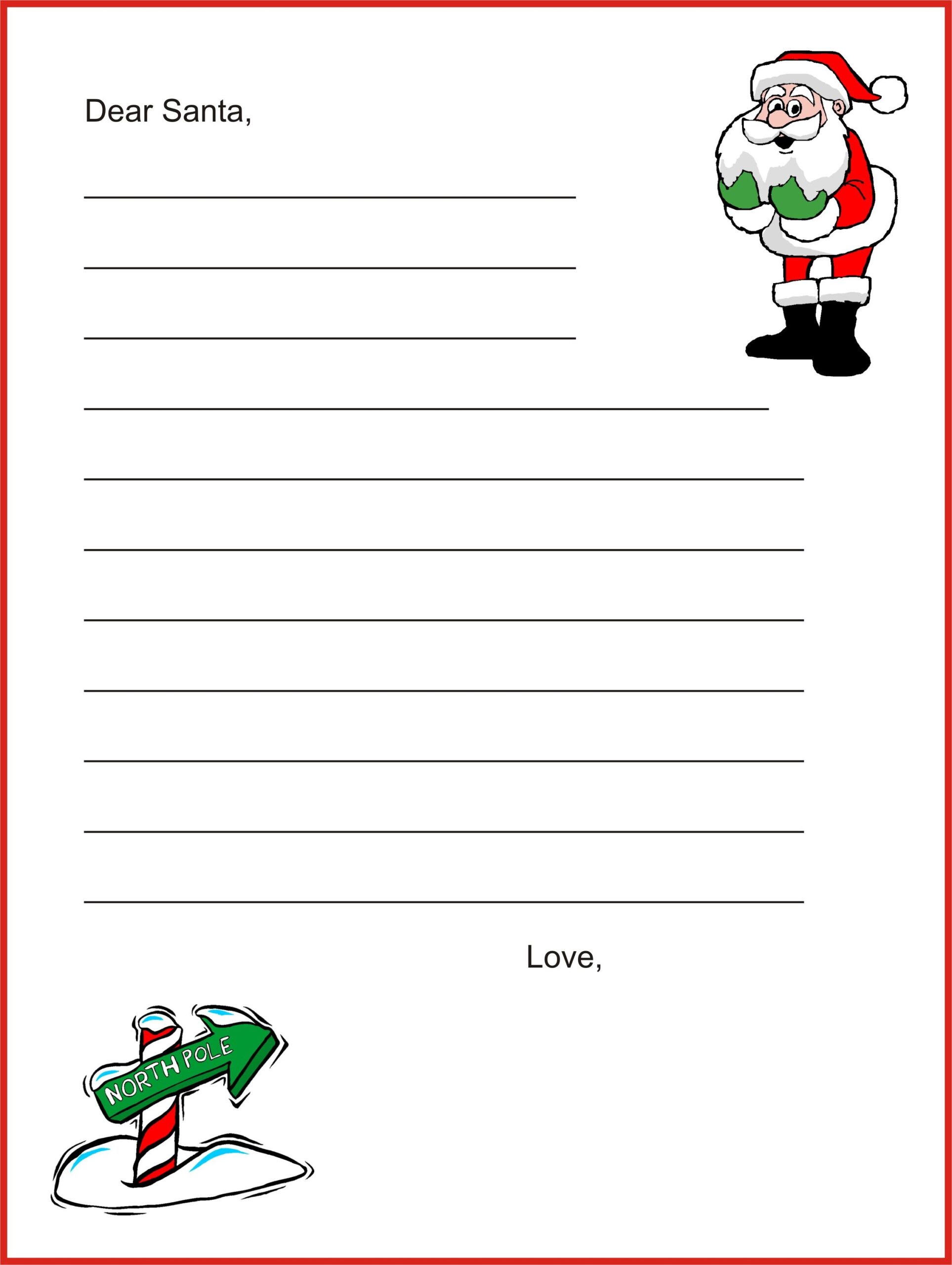 Blank Santa Letter Template Printable