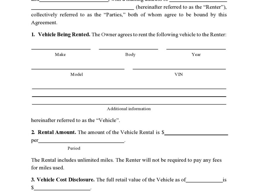 38 Free Car Rental Agreements Forms TemplateLab