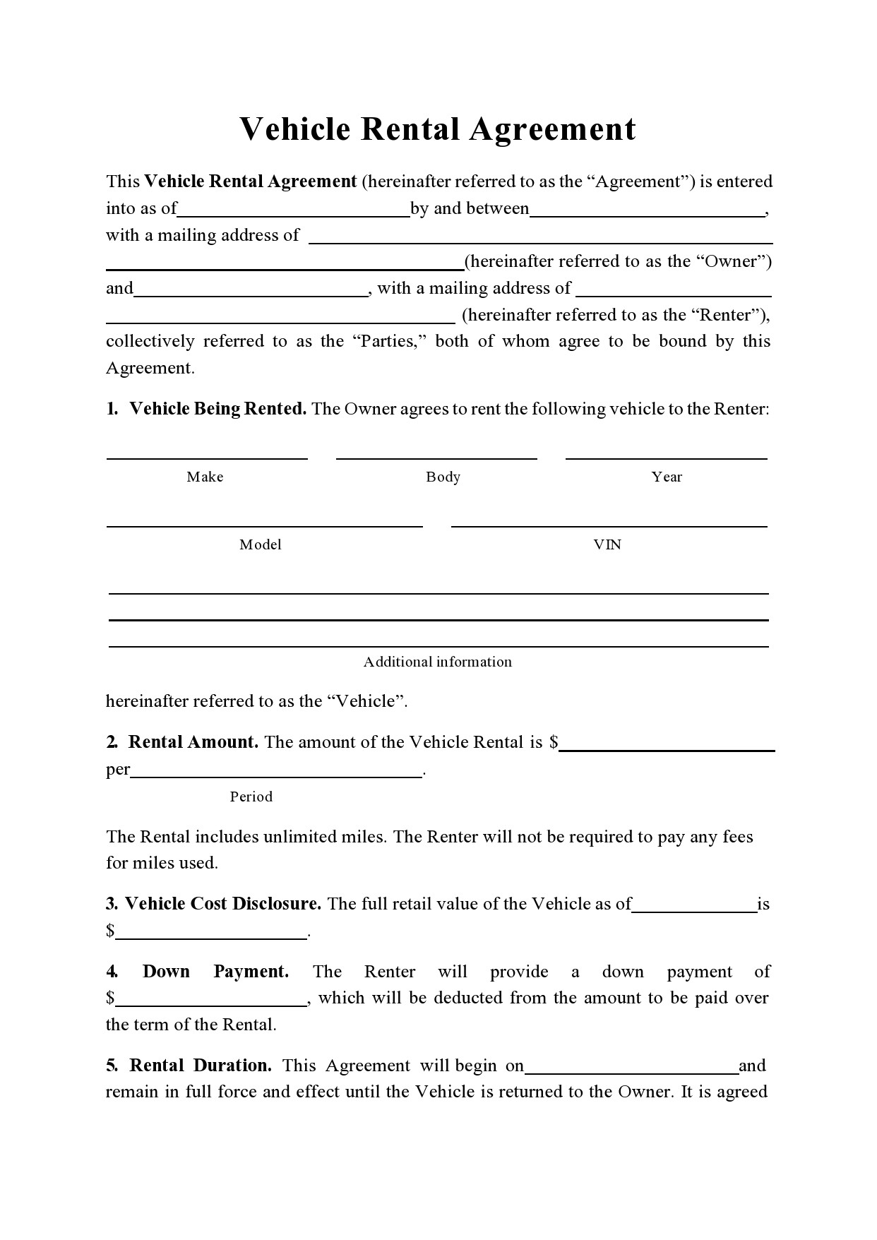 38 Free Car Rental Agreements Forms TemplateLab