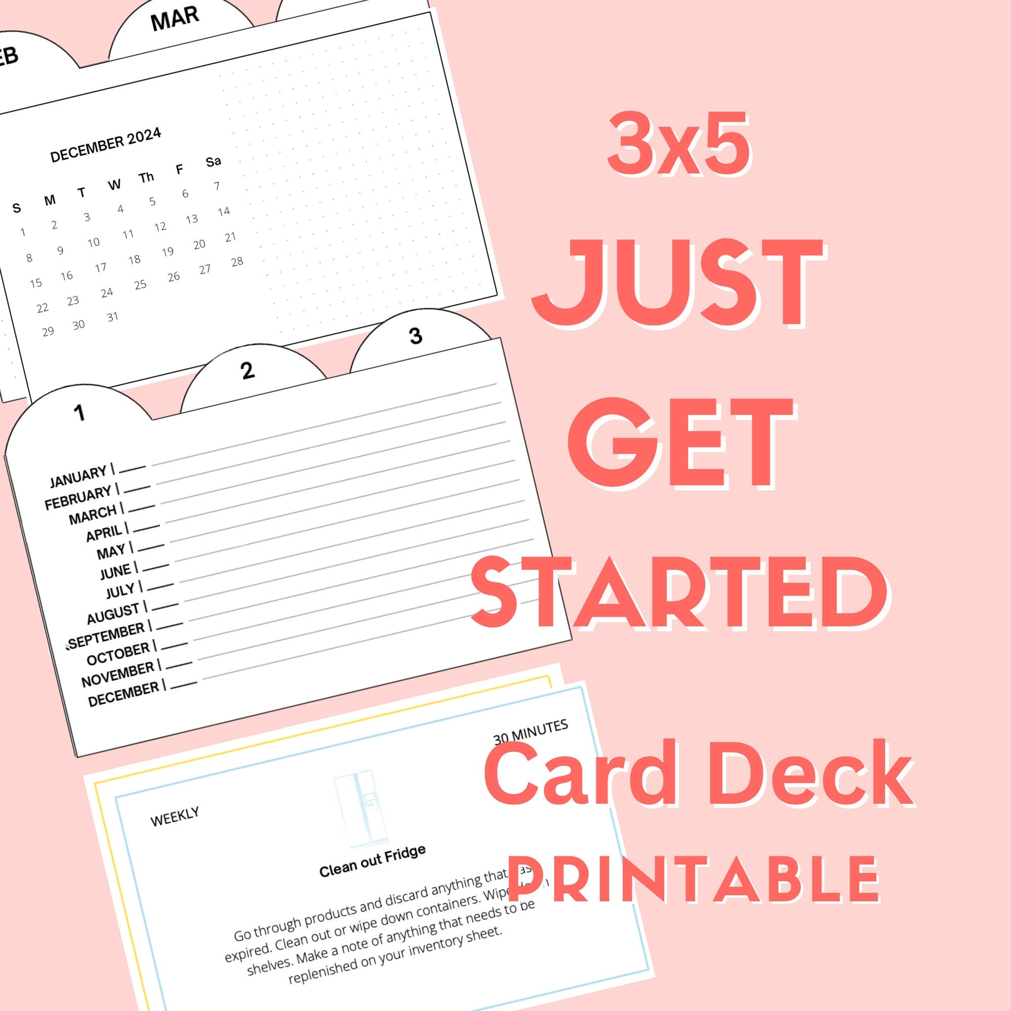 3x5 Just Get Started Card Deck Index Card Planner Home Management System Cleaning Schedule Etsy Australia