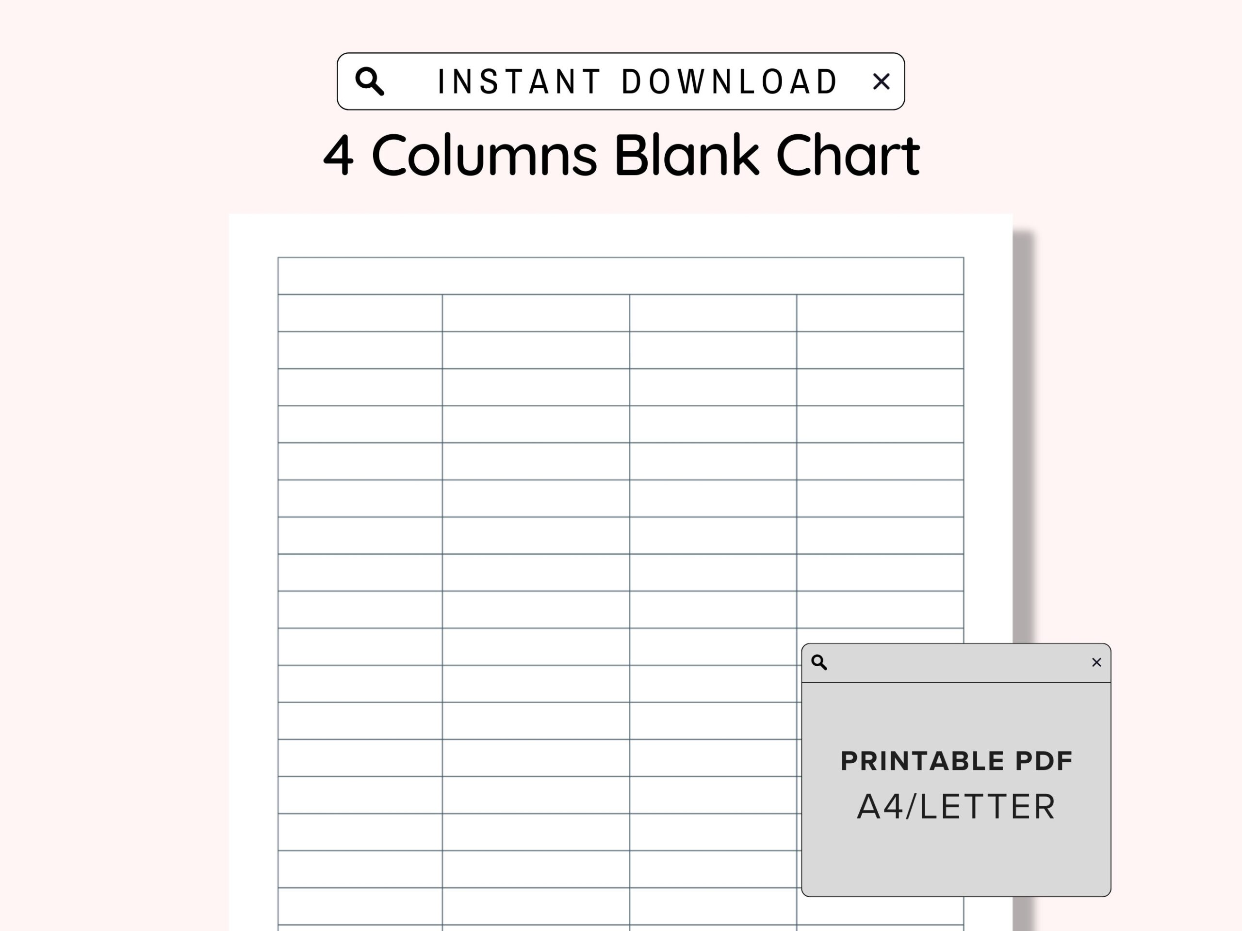 Blank 4 Column Chart Printable