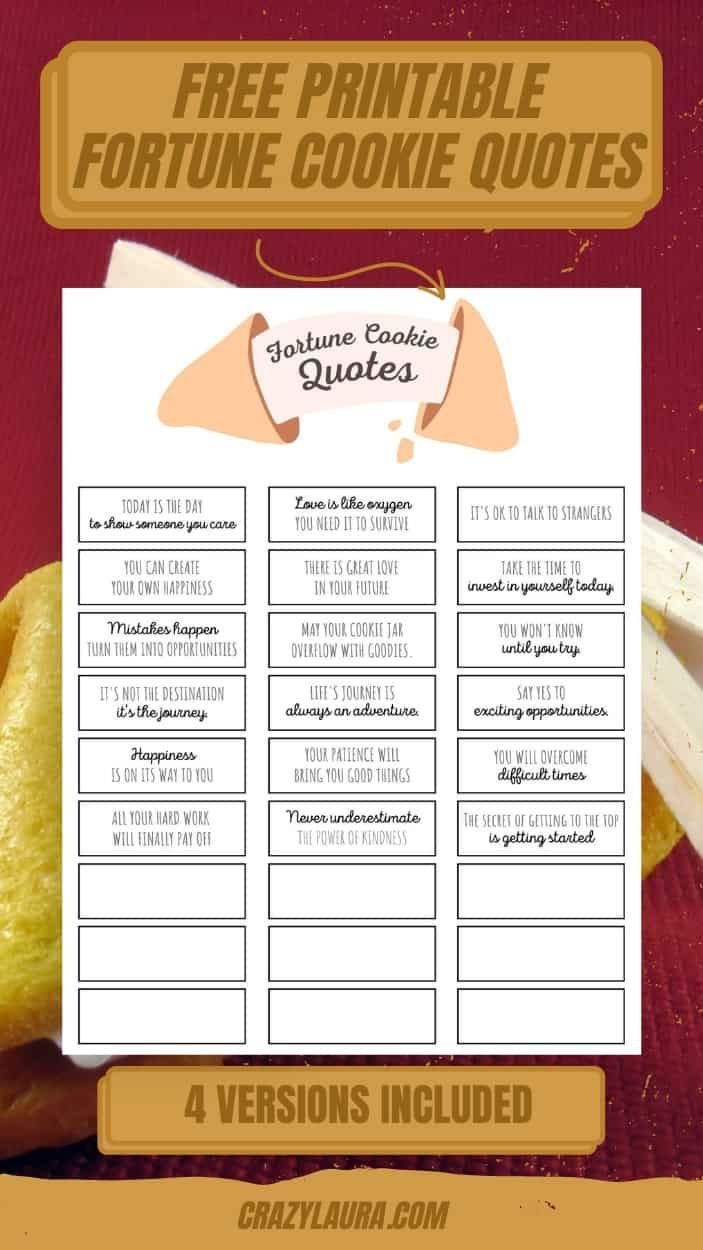 Printable Funny Fortune Cookie Sayings