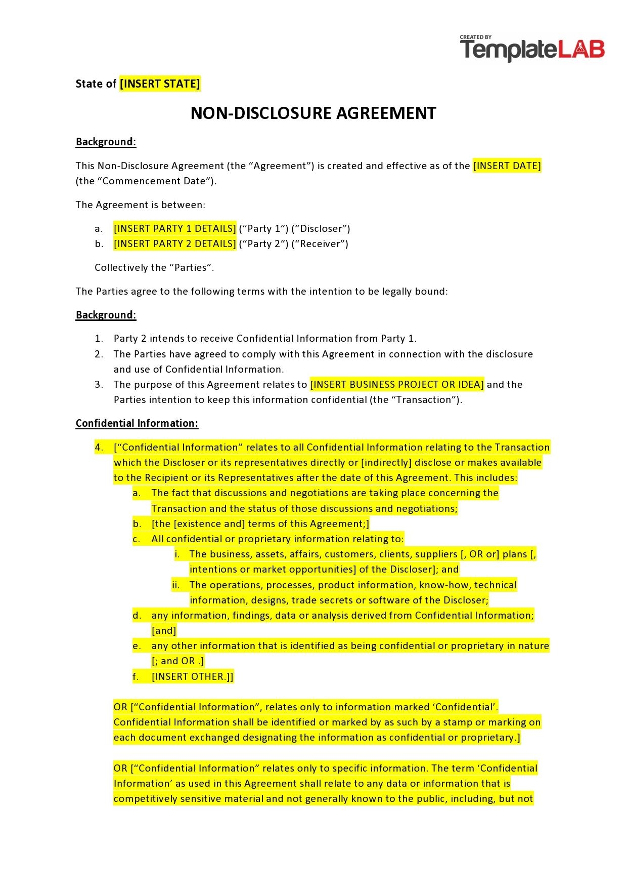 Free Printable Non Disclosure Agreement Form
