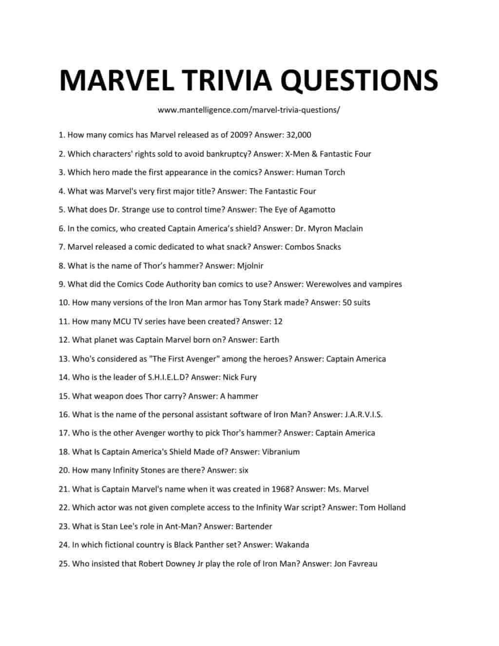 45 Marvel Trivia Questions Answers MCU Quiz 