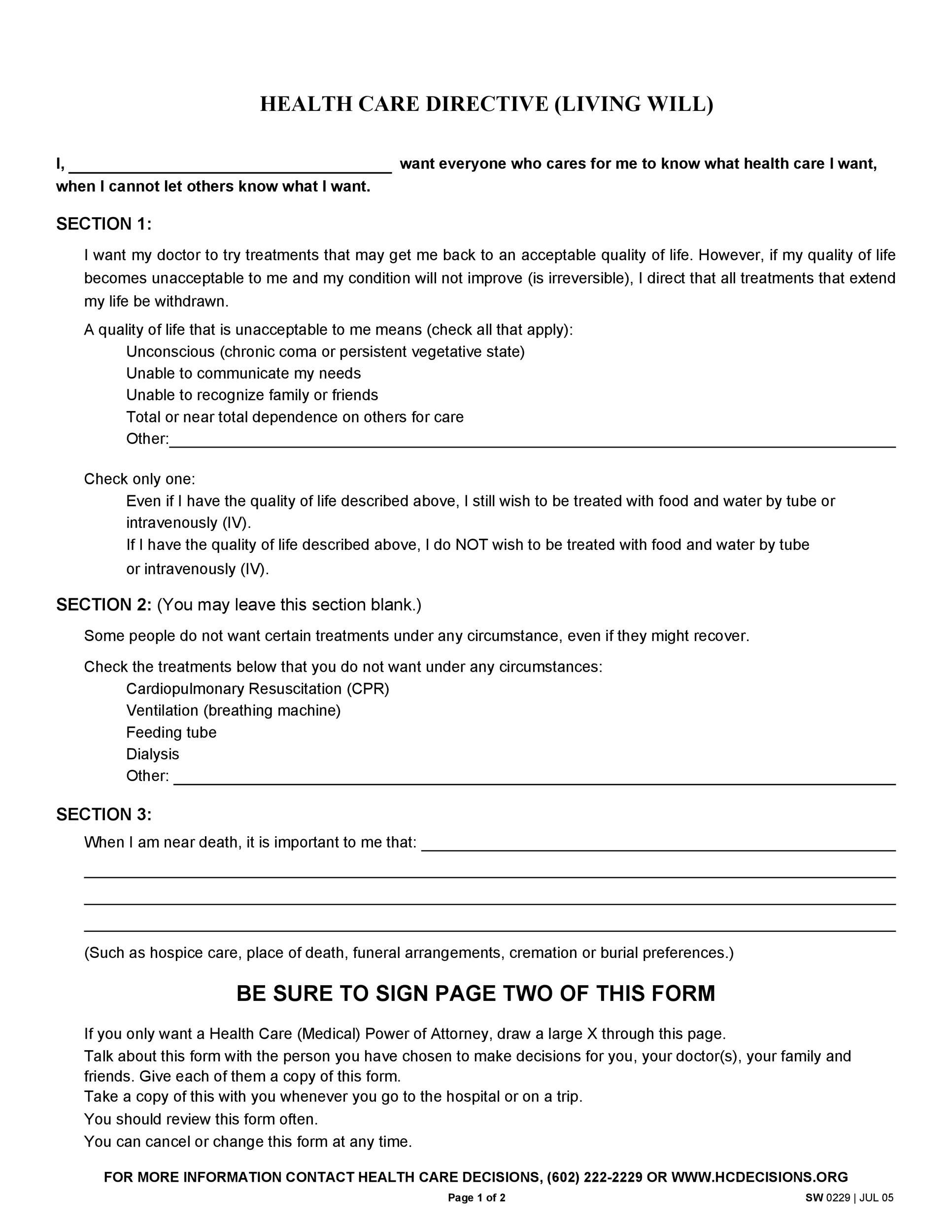 Free Printable Living Will Forms