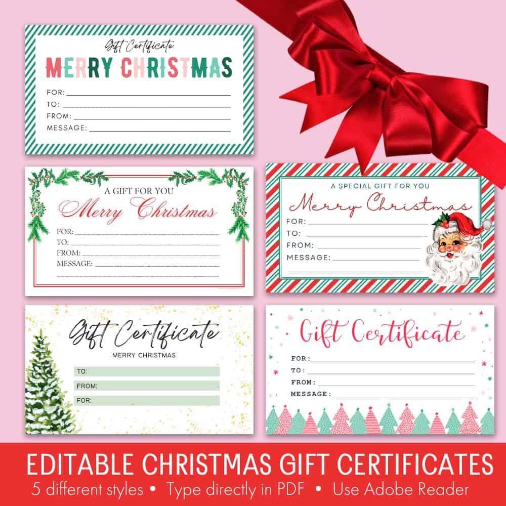 Christmas Gift Certificate Template Free Printable