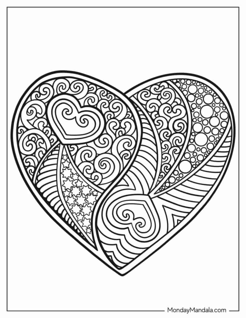 60 Heart Coloring Pages Free PDF Printables 