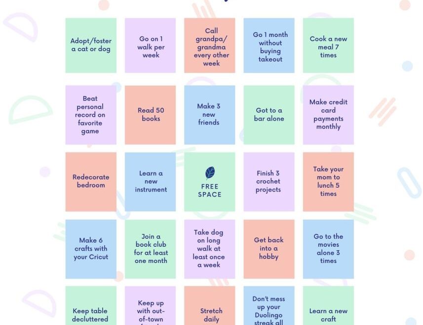 7 Printable Vision Board Bingo Cards 2025 Parade