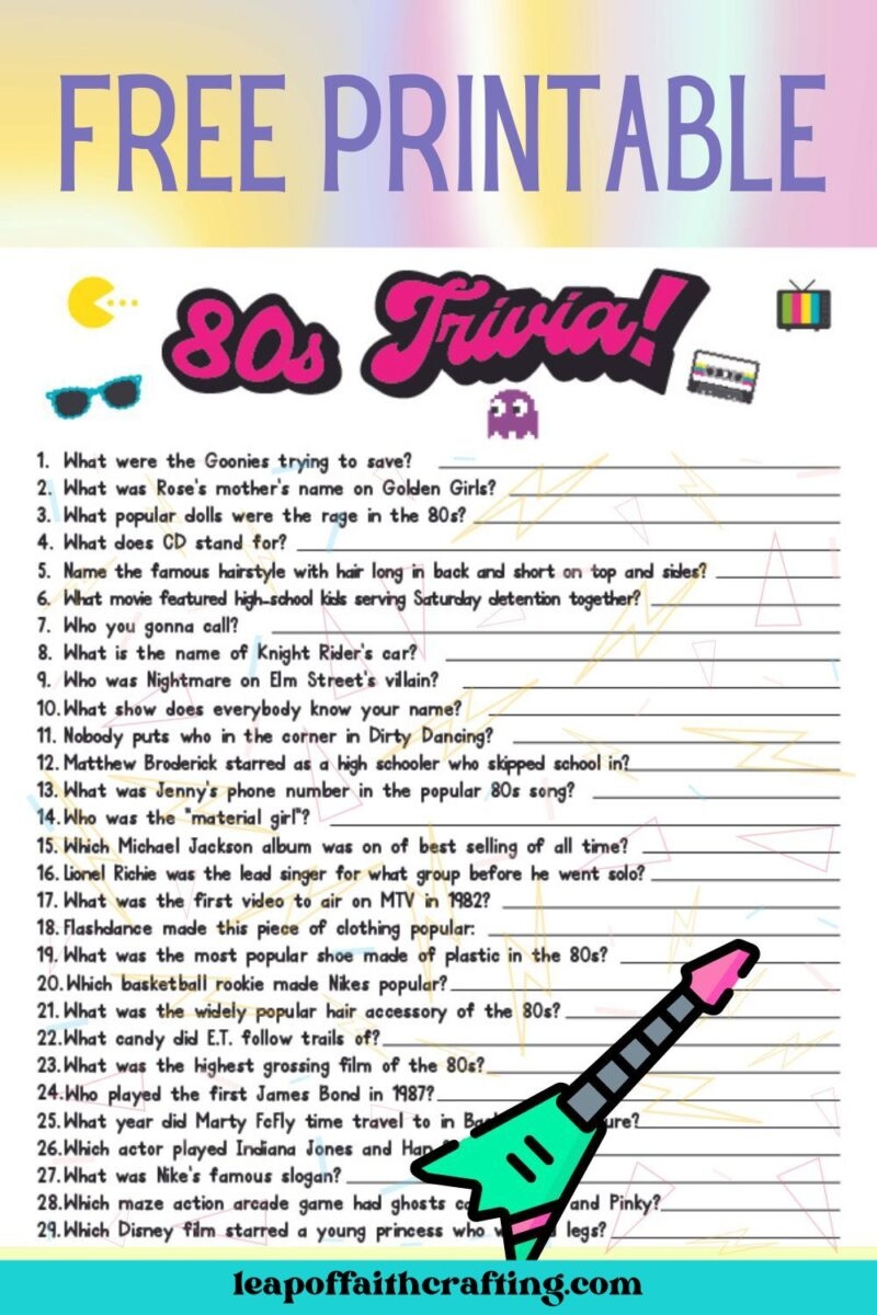 80s Trivia Questions And Answers Printable Free Leap Of Faith Worksheets Library