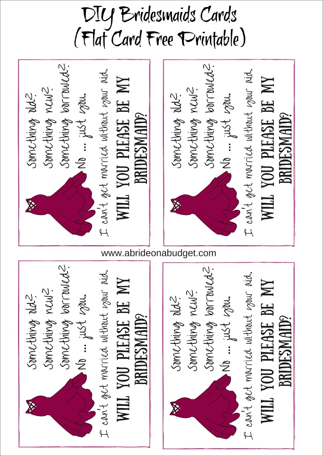Free Printable Bridesmaid Proposal Template