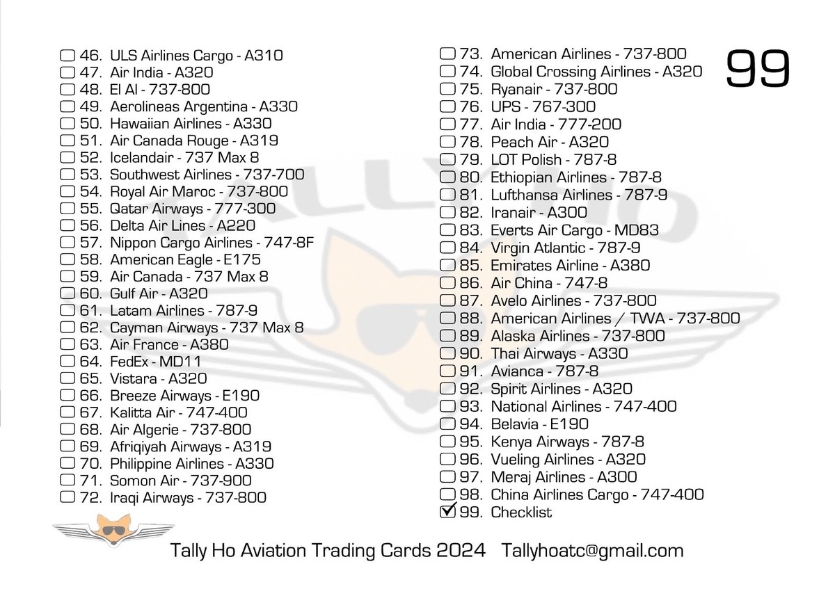 Airplane Guaranteed Aviation Trading Cards Airliner Set