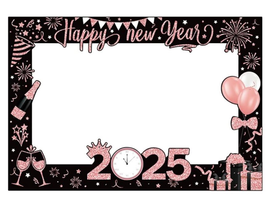 Amazon 2025 Happy New Year Photo Booth Frame Selfie Picture Frame Happy New Year s Eve Party Photo Booth Props Supplies Home Kitchen