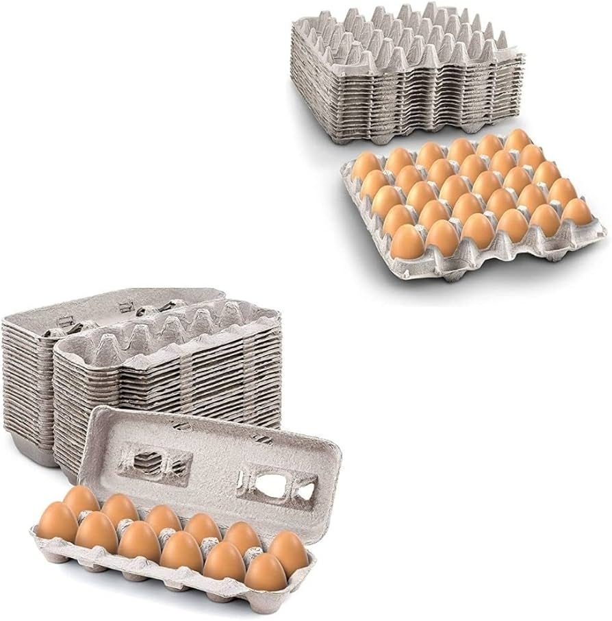 Amazon Blank Natural Pulp Egg Cartons Holds Up To Twelve Eggs 1 Dozen And Biodegradable Pulp Fiber Egg Flats For Storing Up To 30 Large Or Small Eggs 15 Pieces Each